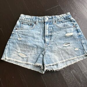 EUC high rise light wash distressed denim Gap shorts. Size 14 youth girls.